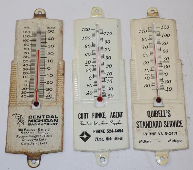 Group Of 3 Different Michigan Companies Advertising Thermometers (1 of 4)