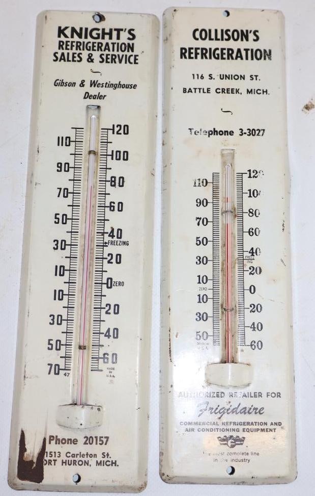 Group Of 2 Knights & Collison's Refrigeration Advertising Thermometers (1 of 4)