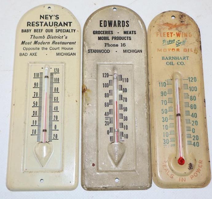 Group Of 3 Edwards, Ney's & Barnhart Oil Company Advertising Thermometers (1 of 4)