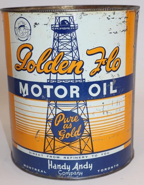 Handy Andy Golden Flo One Imperial Gallon Metal Oil Can (1 of 5)