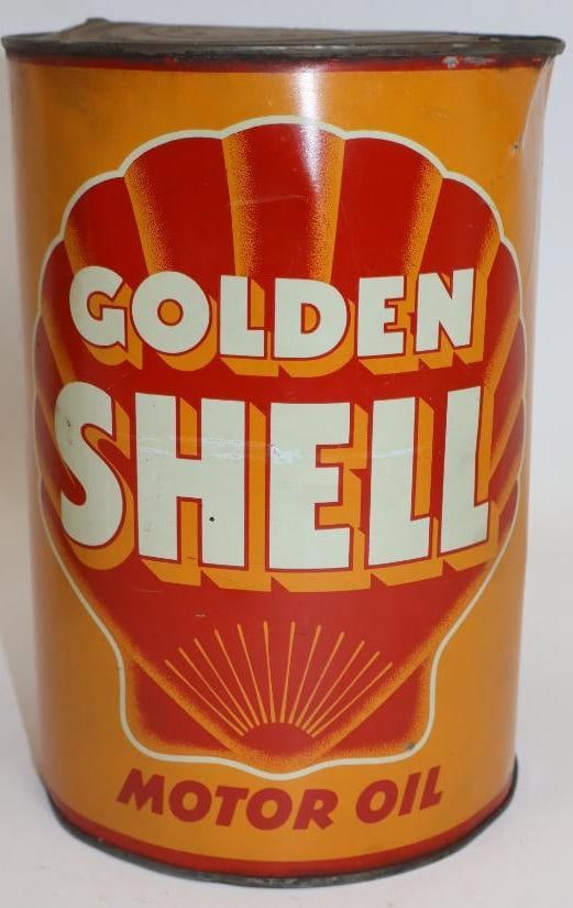Golden Shell Five Quart Metal Oil Can (1 of 4)