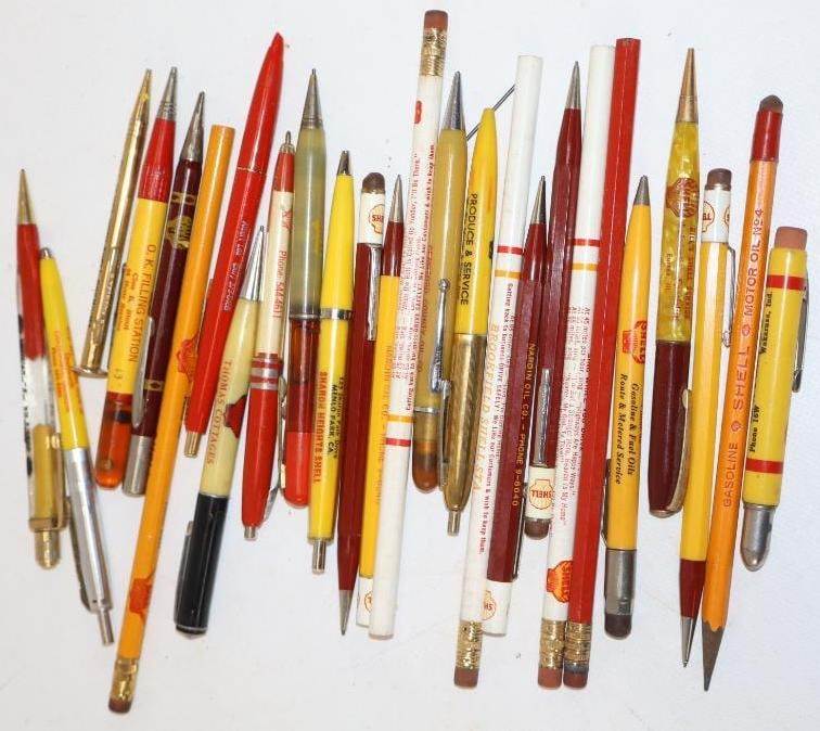 Large Group Of Shell Advertising Pens & Pencils (1 of 4)