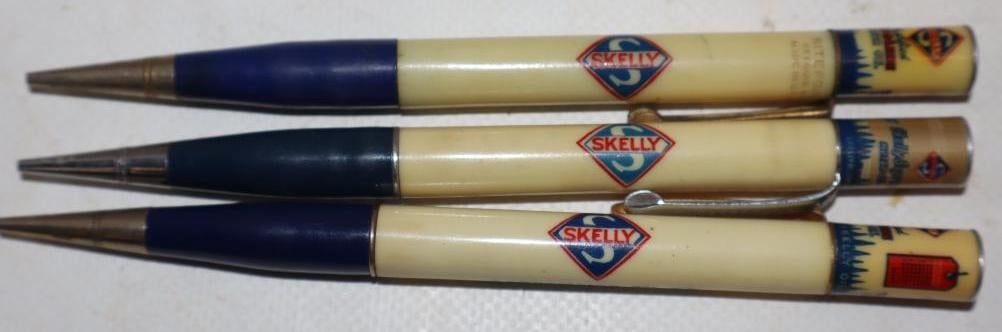 Group Of 3 Skelly Pencils With Oil Can Topper: 5.5 Each