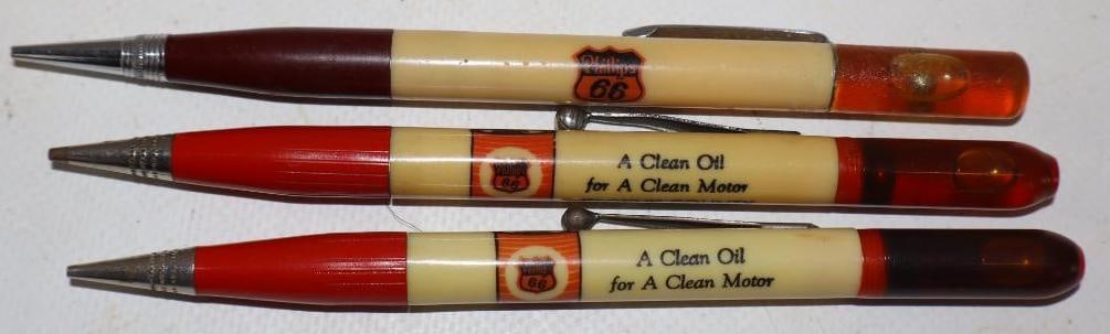 Group Of 3 Phillips 66 Advertising Pencils With Oil Filled Ends (1 of 2)