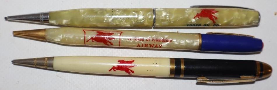 Group Of 3 Mobil Oil Advertising Pencils: Longest Is 5.25"