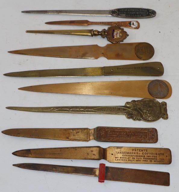 Group Of 10 Brass & Steel Advertising Letter Openers (1 of 10)