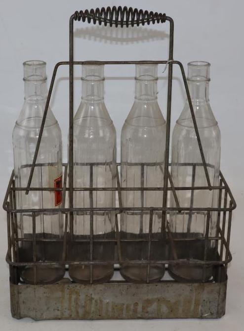 Group Of 4 Tall 1 Qt Glass Oil Bottles With Metal Carrier (1 of 3)