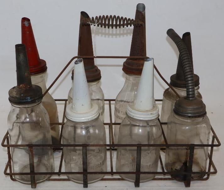 8 Bulk Oil Bottles With Carrying Rack: 19x 9.5x 14.5 2 Bottles Are Presto Supreme Mason Jars