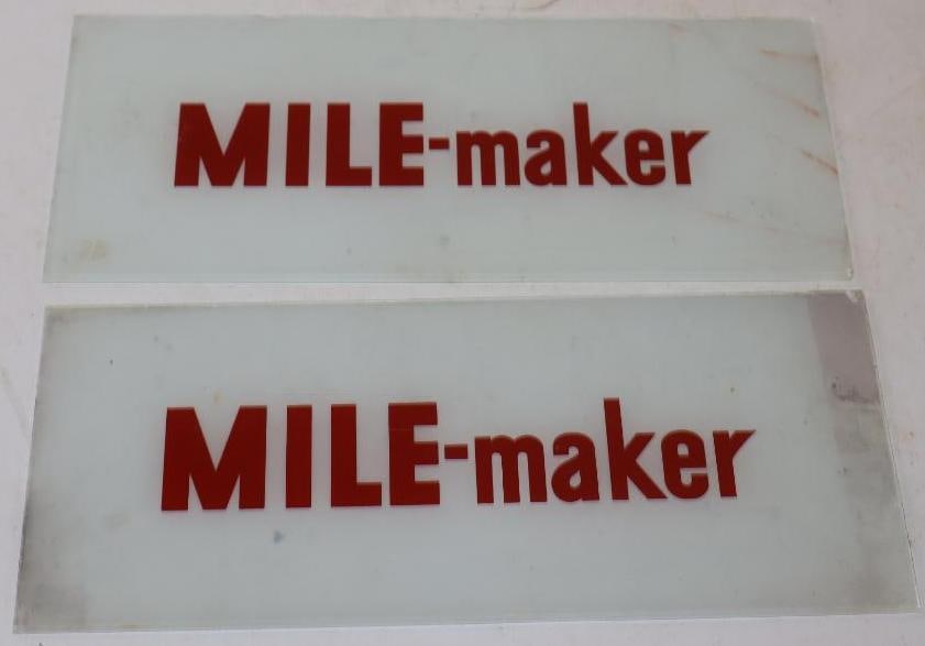 Pair Of Marathon Mile-Maker Gas Pump Advertising Ad Glass (1 of 5)