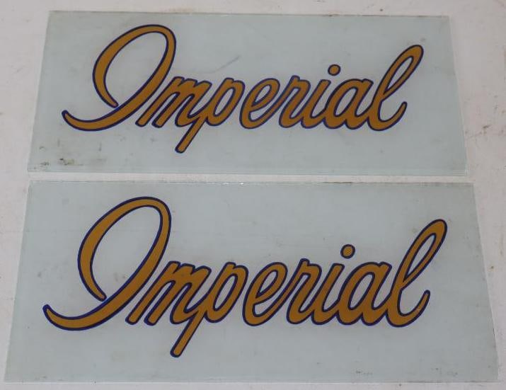 Pair Of Imperial Gas Pump Advertising Ad Glass (1 of 4)