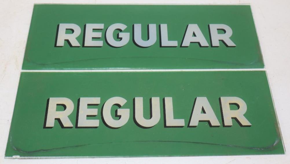 Pair Of Cities Service Regular Gas Pump Advertising Ad Glass (1 of 4)