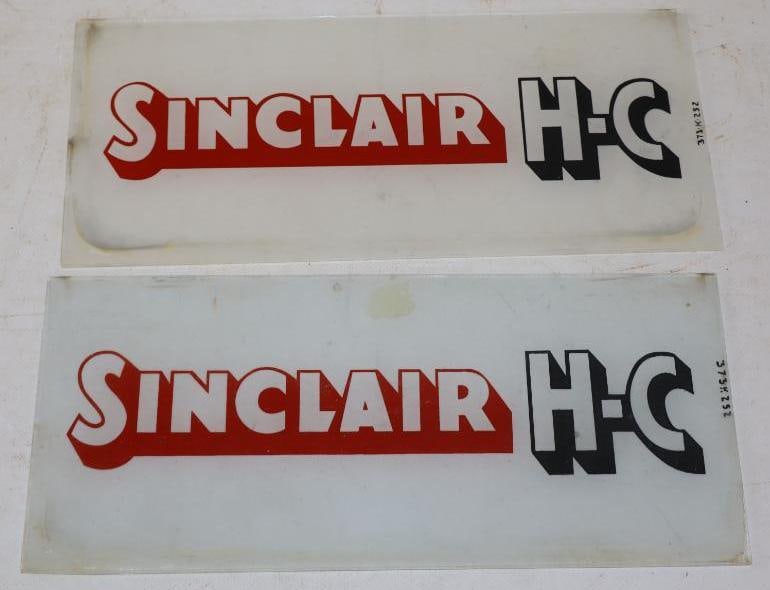 Pair Of Sinclair H-C Gas Pump Advertising Ad Glass (1 of 3)