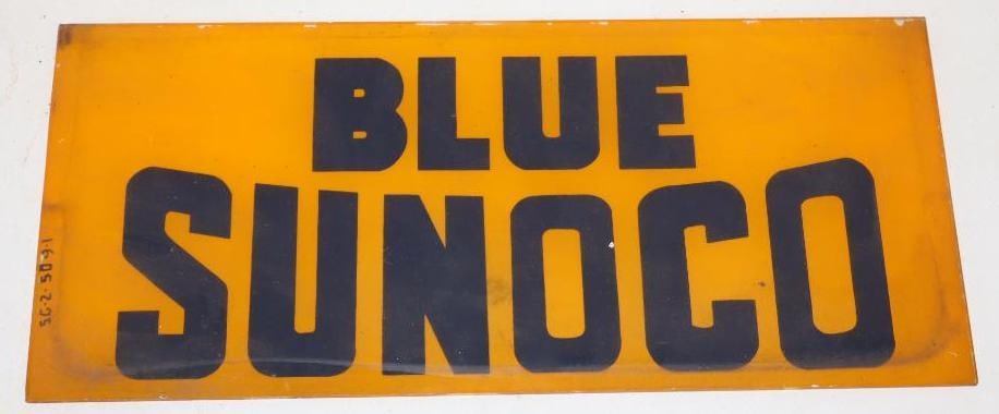 Sunoco Blue Gas Pump Advertising Ad Glass (1 of 2)
