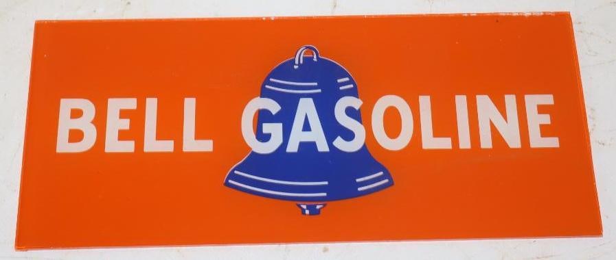 Reproduction Bell Gasoline Gas Pump Advertising Ad Glass (1 of 2)