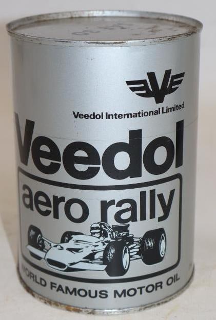 Veedol Aero Rally with Open Wheel Race Car Metal One Quart Oil Can - 3