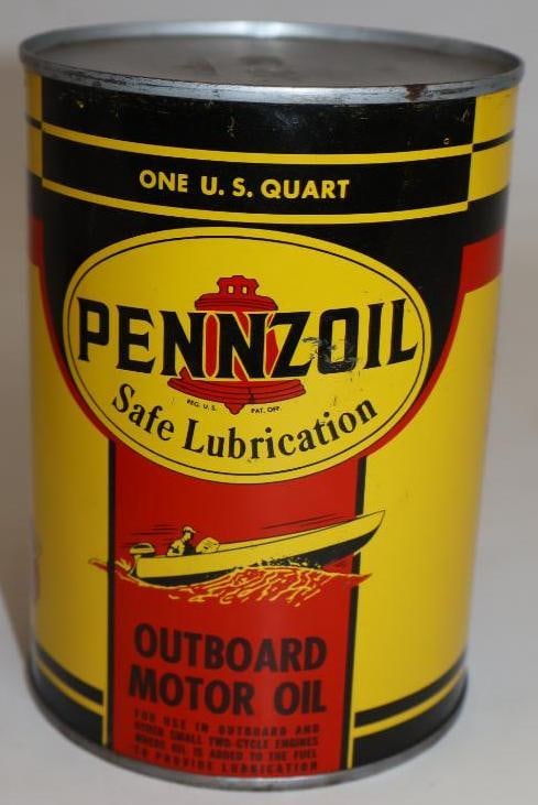 Pennzoil Outboard Metal One Quart Oil Can (1 of 5)