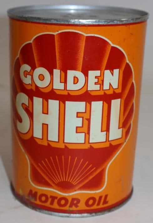 Golden Shell Metal One Quart Oil Can (1 of 5)