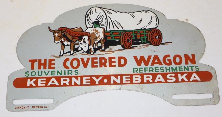 The Covered Wagon Kearney Nebraska License Plate Topper: 10" x 5.25"