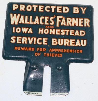 Wallace's Farmer Iowa Homestead Service Bureau License Plate Topper (1 of 2)