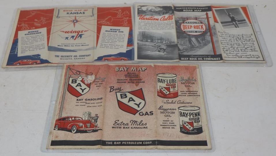 Group Of 3 Wings Bay & Deep Rock Advertising Gas Station Road Maps (1 of 5)