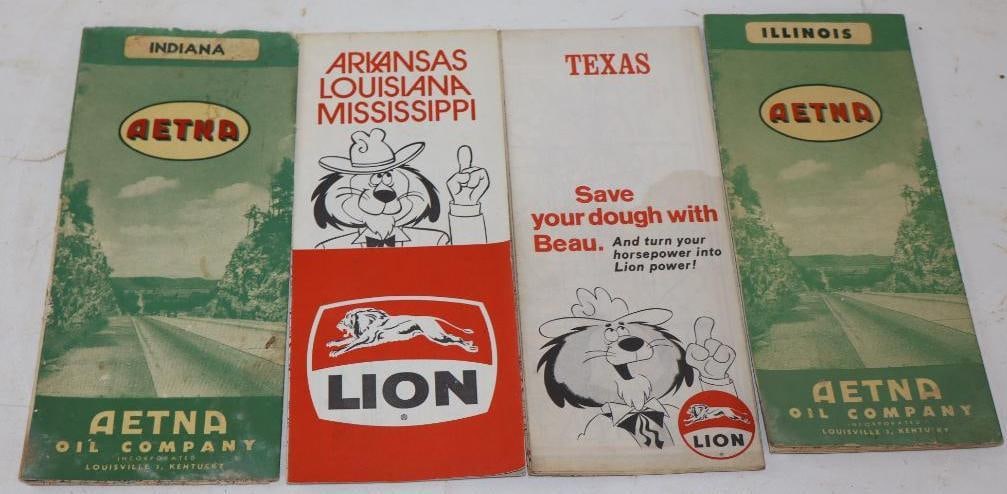 Group Of 4 Lion & Aetna Advertising Gas Station Road Maps (1 of 2)