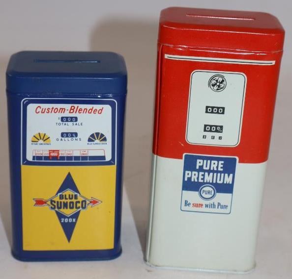 Group Of 2 Pure & Sunoco Gas Pump Shaped Coin Banks (1 of 3)