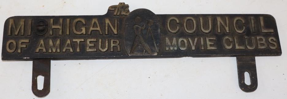 Michigan Council Of Amateur Movie Clubs Embossed License Plate Topper (1 of 2)
