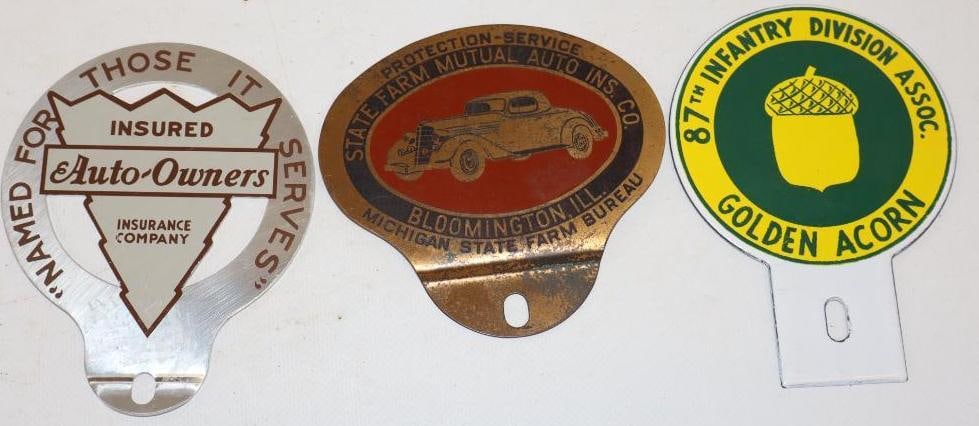 Group Of 3 State Farm, Auto Owners & Golden Acorn Advertising License Plate Toppers (1 of 2)