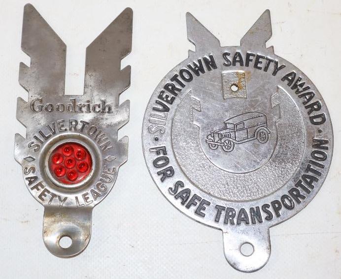 Group Of 2 Goodrich Silvertown License Plate Toppers: Largest Is 4x 5.5