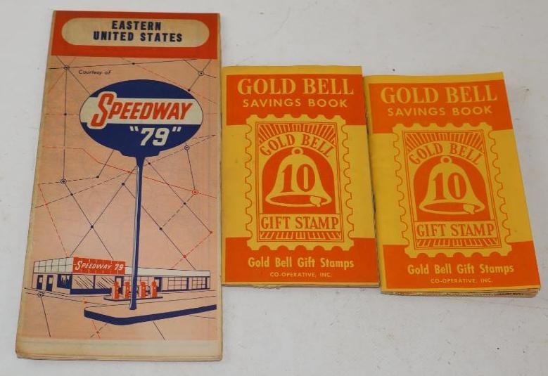 Group Of 3 Speedway 79 Advertising Map & Gold Bell Gift Stamp Books (1 of 2)