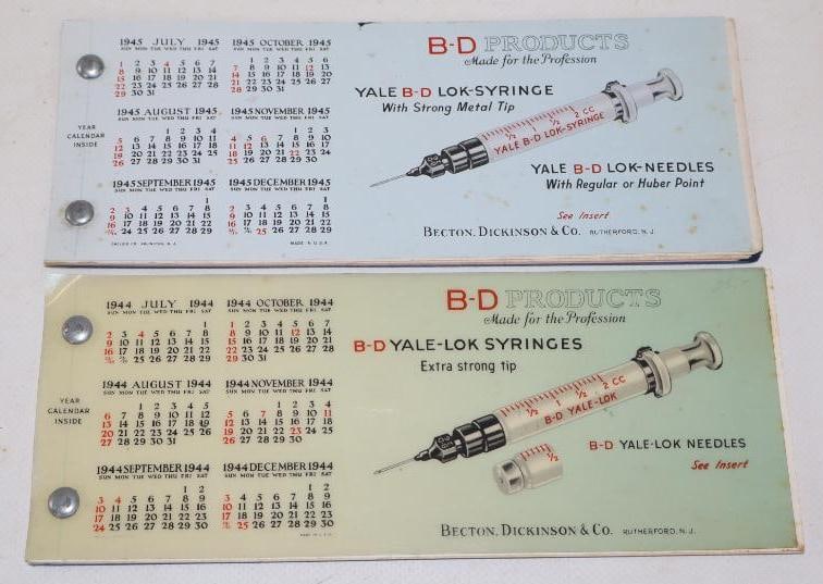 Group Of 2 1944 & 1945 Yale Lok-Syringe Advertising Multi-page Ink Blotters: 7.5x 3 Each