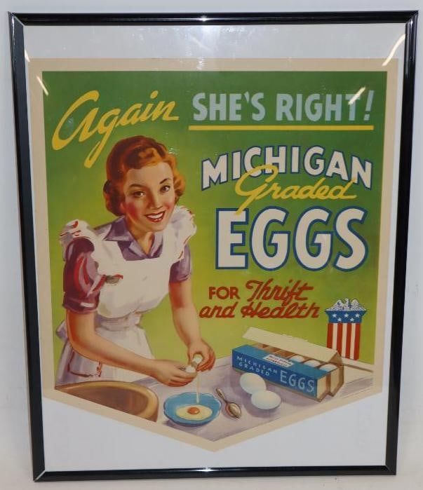 Michigan Graded Eggs Framed Advertisement (1 of 3)