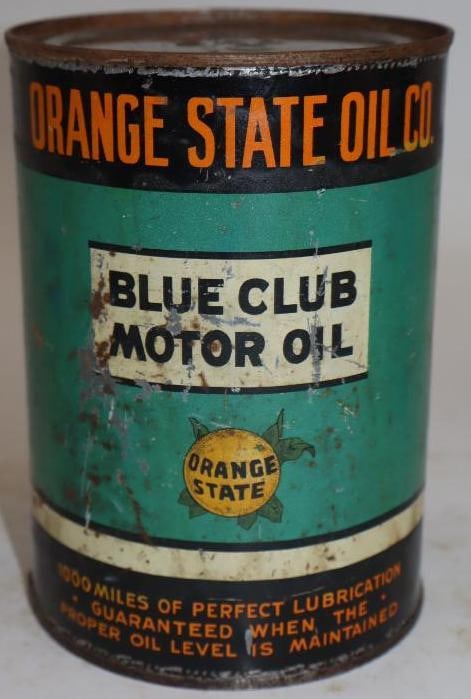 Cities Service Orange State Blue Club Metal One Quart Oil Can (1 of 4)