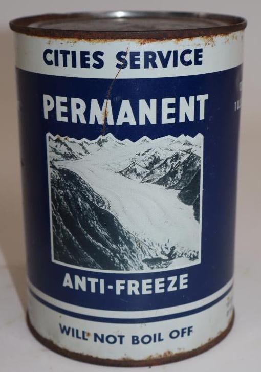 Cities Service Graphic Permanent Antifreeze Metal One Quart Oil Can (1 of 5)