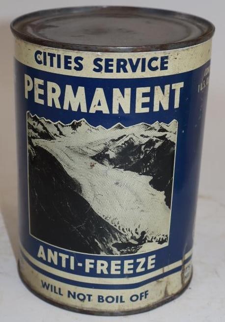 Cities Service Graphic Permanent Antifreeze Metal One Quart Oil Can (1 of 5)