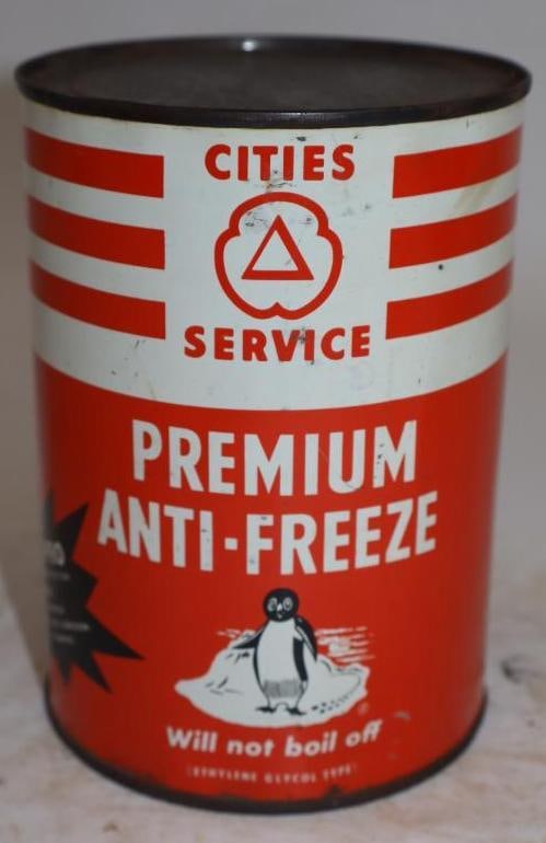 Cities Service Premium Antifreeze Contains Tri-Pro Metal One Quart Oil Can (with penguins) (1 of 5)