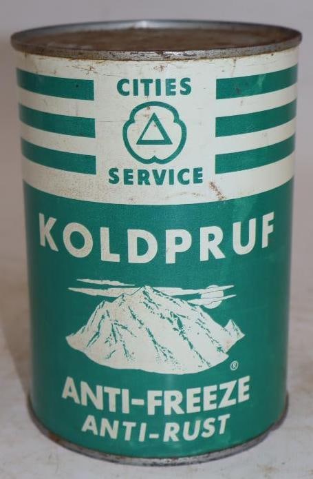 Cities Service Koldpruf Antifreeze Metal One Quart Oil Can (with mountains) (1 of 5)