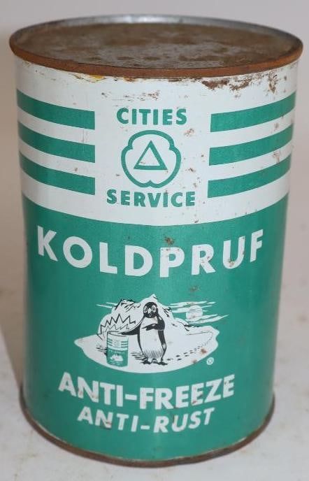 Cities Service Koldpruf Antifreeze Metal One Quart Oil Can (with penguins) (1 of 5)