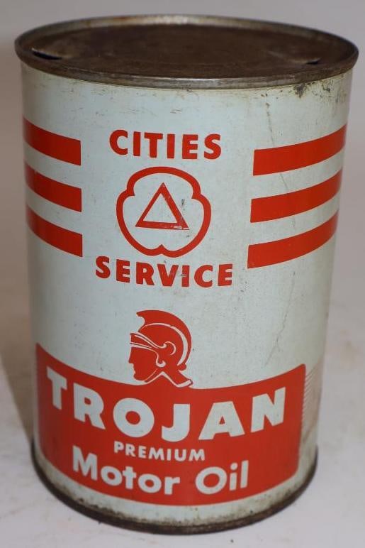 Cities Service Trojan Premium Metal One Quart Oil Can (1 of 4)
