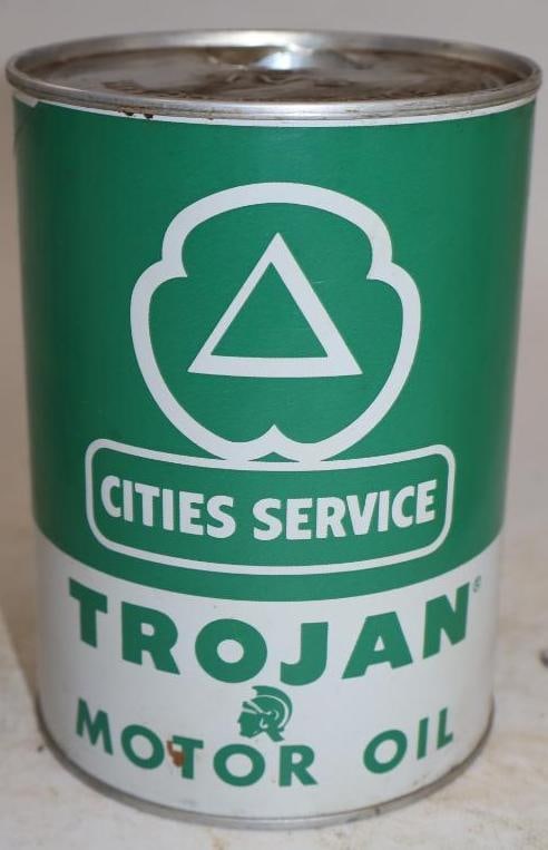 Cities Service Trojan Composite One Quart Oil Can (white and green) (1 of 4)