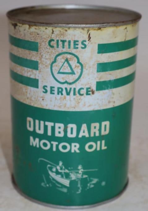 Cities Service Outboard Metal One Quart Oil Can (green and white) (1 of 4)