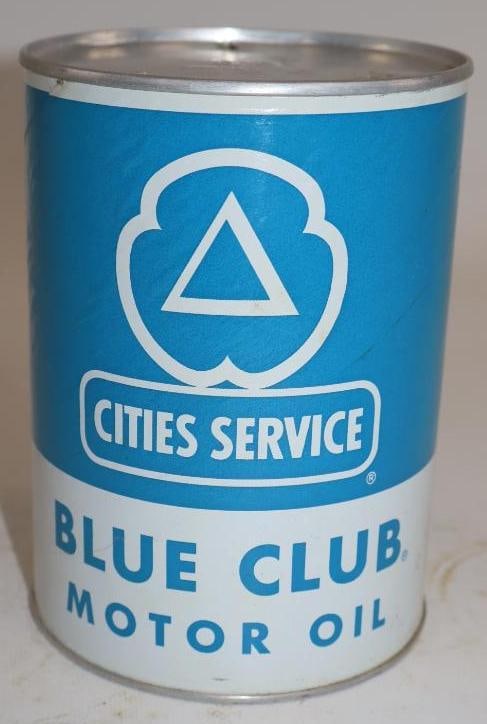 Cities Service Blue Club Composite One Quart Oil Can: Empty. 32oz