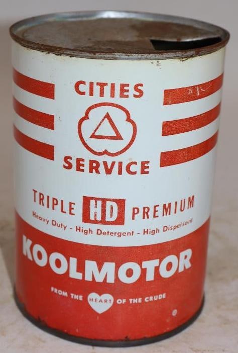 Cities Service Triple HD Premium Kool Motor Metal One Quart Oil Can (1 of 4)