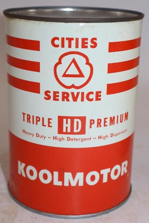 Cities Service Triple HD Kool Motor Metal One Quart Oil Can (1 of 5)