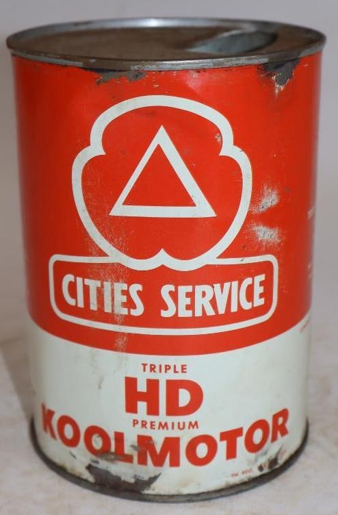 Cities Service Triple HD Premium Kool Motor Metal One Quart Oil Can (white and red) (1 of 5)