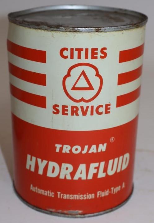 Cities Service Trojan Hydrafluid Metal One Quart Oil Can (1 of 5)