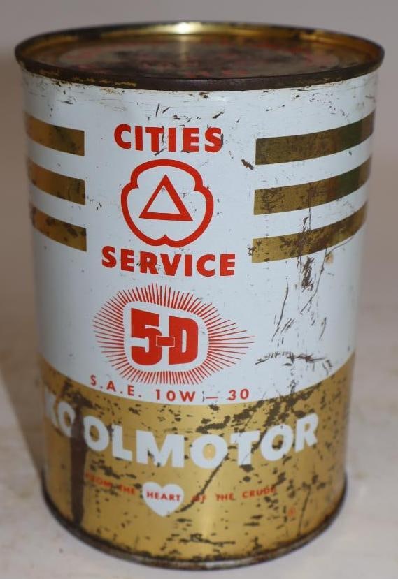 Cities Service 5D 10w-30 Kool Motor "From the Heart of the Crude" Metal One Quart Oil Can (1 of 5)