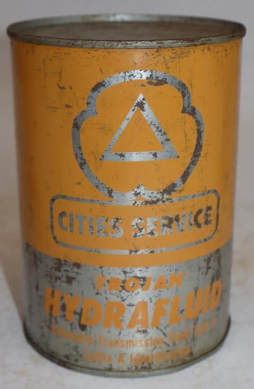 Cities Service Trojan Hydrafluid Metal One Quart Oil Can (1 of 5)