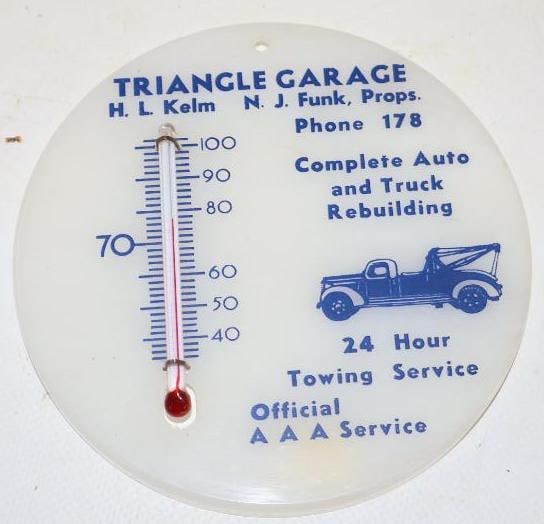 Triangle Garage 24 Hour Towing Advertising Thermometer (1 of 2)