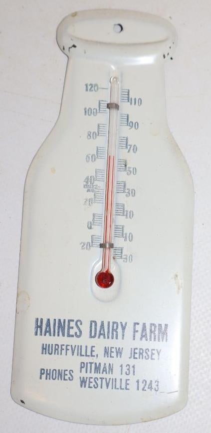 Haines Dairy Farm Milk Bottle Shaped Advertising Thermometer (1 of 2)